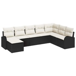 Ensemble de canapé de jardin avec coussin 8 pcs Noir Poly rotin 518640518640