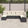 Ensemble de canapé de jardin avec coussin 8 pcs Noir Poly rotin 518640518640