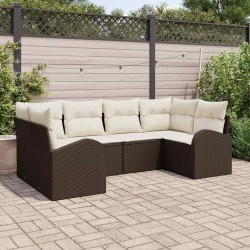 Ensemble de canapé de jardin 6 pcs Marron Poly Rattan 518641518641
