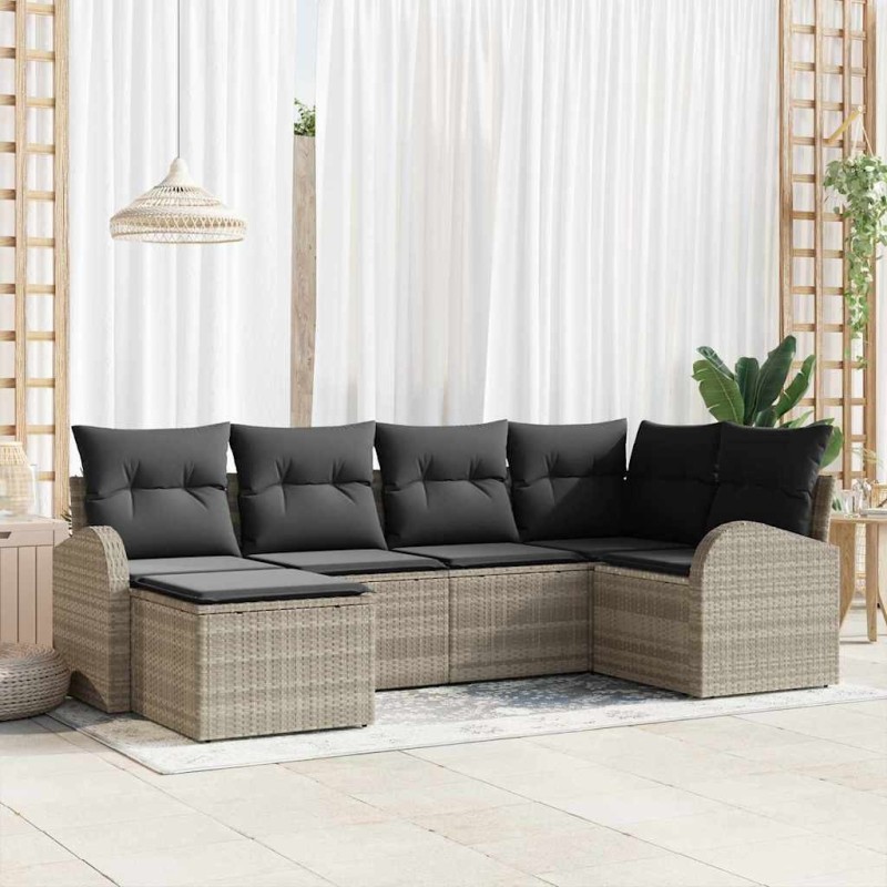 Ensemble de canapé de jardin Gris clair polyrotin 518642518642