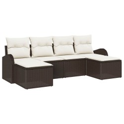 Ensemble de canapé de jardin 6 pcs Marron Poly Rattan 518644518644
