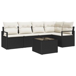 Ensemble de Canapés avec coussin 6 pcs Noir polyrotin 518645518645