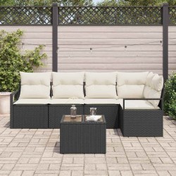 Ensemble de Canapés avec coussin 6 pcs Noir polyrotin 518645518645