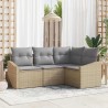 Ensemble de Canapés avec coussin 4 pcs Beige polyrotin 518646518646