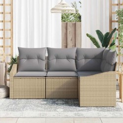 Ensemble de Canapés avec coussin 4 pcs Beige polyrotin 518646518646