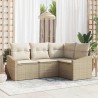 Ensemble de Canapés avec coussin 4 pcs Beige polyrotin 518647518647