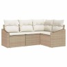 Ensemble de Canapés avec coussin 4 pcs Beige polyrotin 518647518647