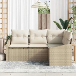 Ensemble de Canapés avec coussin 4 pcs Beige polyrotin 518647518647