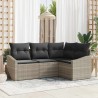 Ensemble de Canapés avec coussin 4 pcs Gris clair polyrotin 518648518648