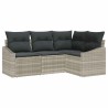 Ensemble de Canapés avec coussin 4 pcs Gris clair polyrotin 518648518648