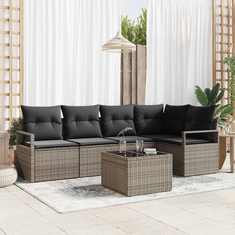 Ensemble de Canapés 6 pcs Gris polyrotin 518649518649