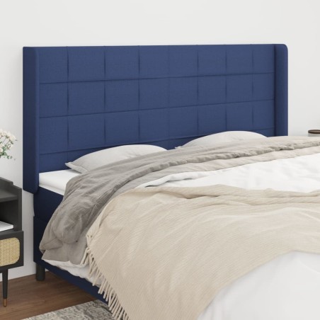 Tête de lit avec oreilles Bleu 183x16x118/128 cm Tissu 