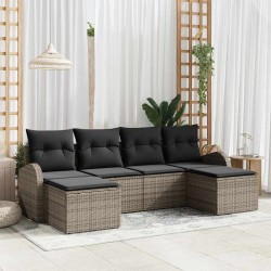 Ensemble de canapé de jardin 6 pcs Gris Poly Rattan 518651518651