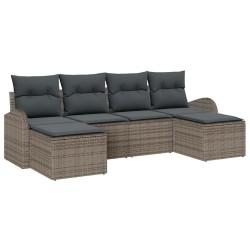 Ensemble de canapé de jardin 6 pcs Gris Poly Rattan 518651518651