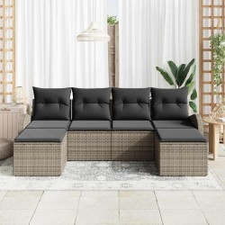 Ensemble de canapé de jardin 6 pcs Gris Poly Rattan 518651518651