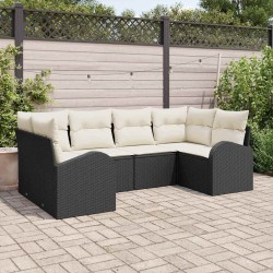 Ensemble de canapé de jardin 6 pcs Noir Poly Rattan 518652518652