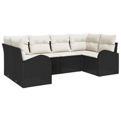 Ensemble de canapé de jardin 6 pcs Noir Poly Rattan 518652518652