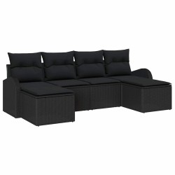 Ensemble de canapé de jardin 6 pcs Noir Poly Rattan 518653518653