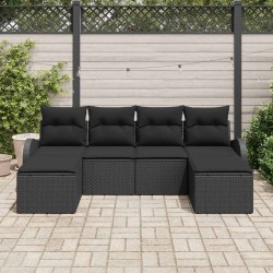 Ensemble de canapé de jardin 6 pcs Noir Poly Rattan 518653518653
