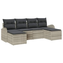 Ensemble de canapé de jardin 6 pcs Gris clair Poly Rattan 518654518654