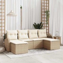 Ensemble de canapé de jardin 6 pcs Beige Poly Rattan 518655518655