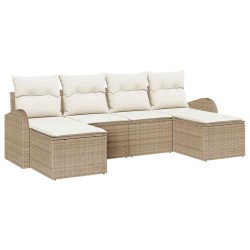 Ensemble de canapé de jardin 6 pcs Beige Poly Rattan 518655518655