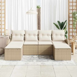 Ensemble de canapé de jardin 6 pcs Beige Poly Rattan 518655518655
