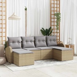 Ensemble de canapé de jardin 6 pcs Beige Poly Rattan 518656518656