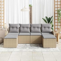 Ensemble de canapé de jardin 6 pcs Beige Poly Rattan 518656518656