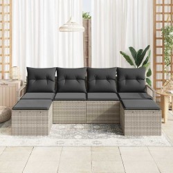 Ensemble de Canapés 6 pcs Gris clair polyrotin 518657518657