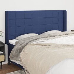  Tête de lit avec oreilles Bleu 183x16x118/128 cm Tissu 