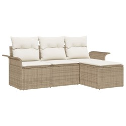 Ensemble de Canapés avec coussin 4 pcs Beige polyrotin 518659518659