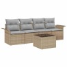 Ensemble de Canapés avec coussin 5 pcs Beige polyrotin 518660518660