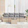 Ensemble de Canapés avec coussin 5 pcs Beige polyrotin 518660518660