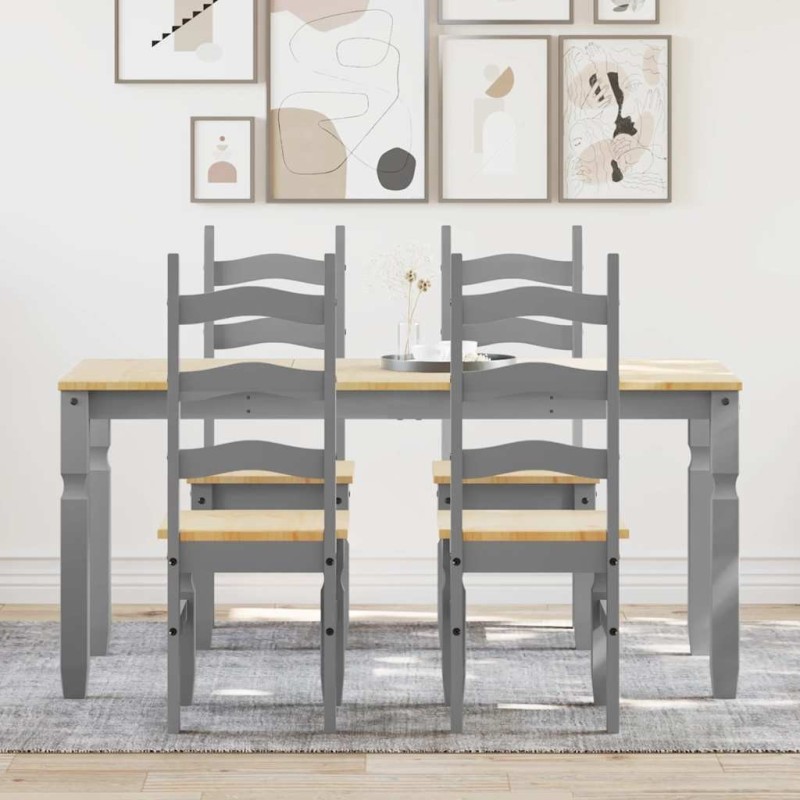 Ensemble à manger PANAMA 5 pcs gris bois de pin massif 518662518662