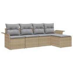 Canapé d’extérieur avec coussin 5 pcs Beige polyrotin 518663518663