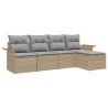 Canapé d’extérieur avec coussin 5 pcs Beige polyrotin 518663518663