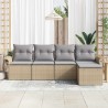 Canapé d’extérieur avec coussin 5 pcs Beige polyrotin 518663518663