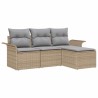 Ensemble de Canapés avec coussin 4 pcs Beige polyrotin 518664518664