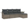 Canapé d’extérieur avec coussin 5 pcs Gris polyrotin 518665518665