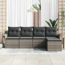 Canapé d’extérieur avec coussin 5 pcs Gris polyrotin 518665518665