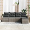Canapé d’extérieur avec coussin 5 pcs Gris polyrotin 518665518665