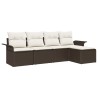 Canapé d’extérieur avec coussin 5 pcs Marron polyrotin 518666518666