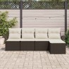 Canapé d’extérieur avec coussin 5 pcs Marron polyrotin 518666518666