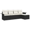 Canapé d’extérieur avec coussin 5 pcs Noir polyrotin 518667518667