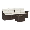 Ensemble de Canapés avec coussin 5 pcs Marron polyrotin 518672518672