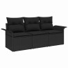 Ensemble de Canapés avec coussin 3 pcs Noir polyrotin 518674518674