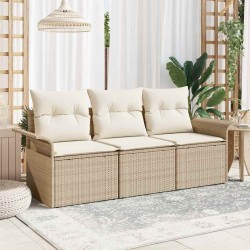 Ensemble de Canapés avec coussin 3 pcs Beige et crème polyrotin 518676518676