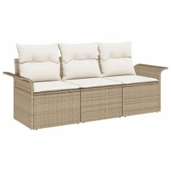 Ensemble de Canapés avec coussin 3 pcs Beige et crème polyrotin 518676518676