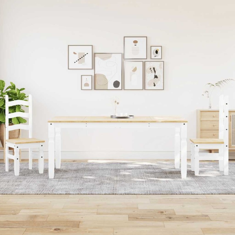 Ensemble à manger PANAMA 3 pcs blanc bois de pin massif 518679518679